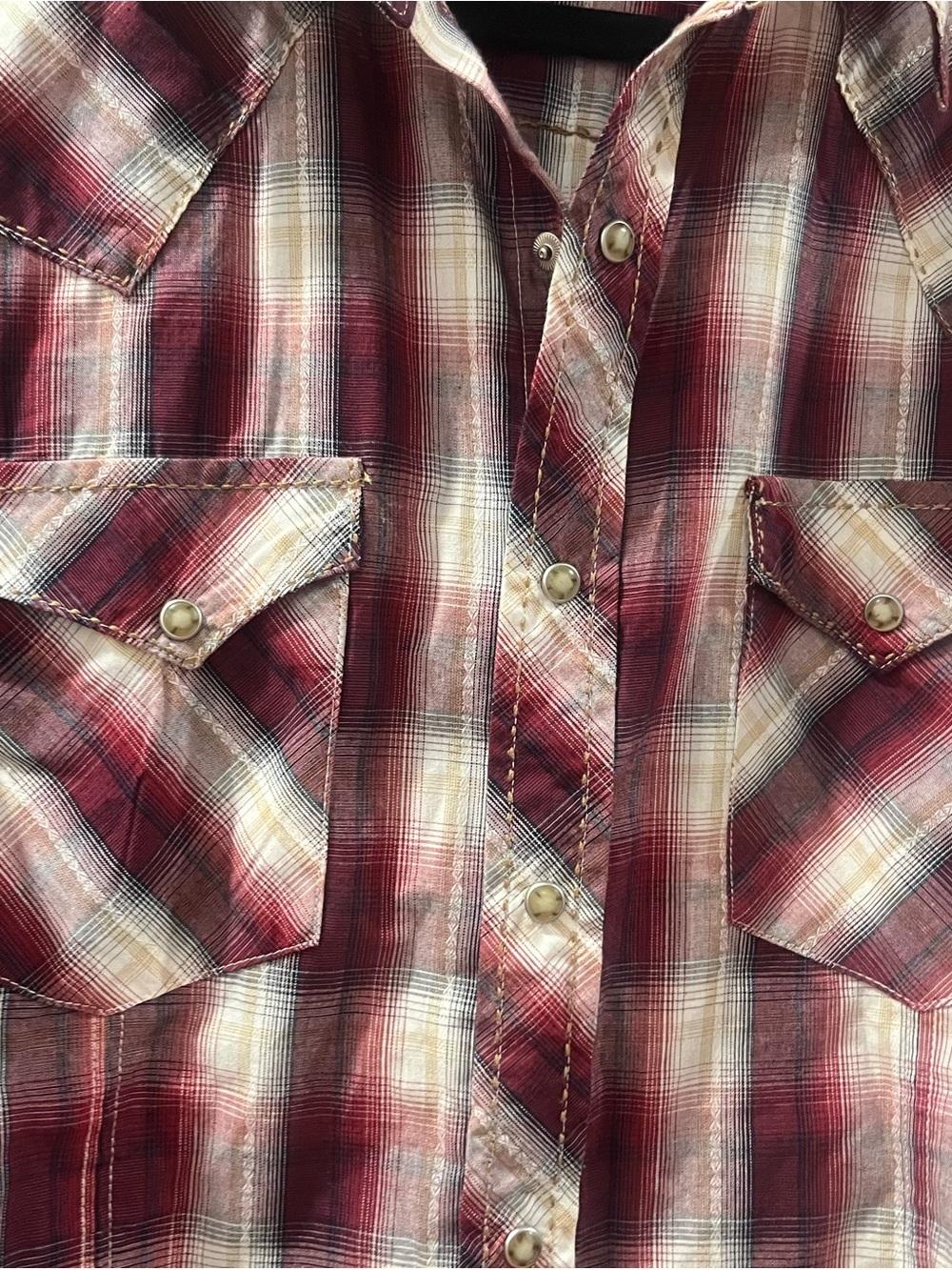 Vintage Western Plaid Wrangler Medium Pearl Snap Button Down Festival Concert - Picture 12 of 13